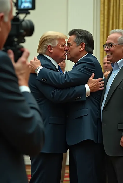 Make Trump kiss Bolsonaro, with Lula taking a picture of them