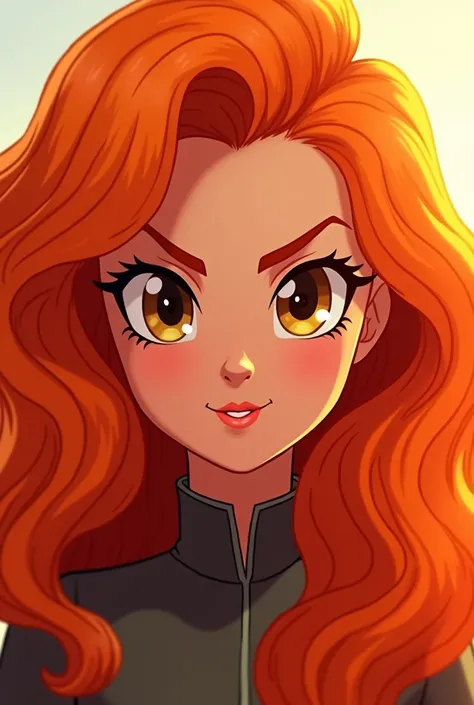 Eqg Adagio Dazzle luminos vivid orange hair color as stalin female dark brown eyes