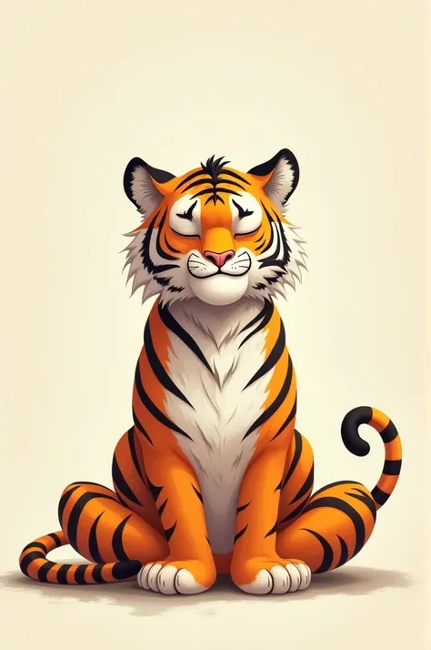 Tiger meditating state of inner peace ,cartoon realista,half body photography against punch

