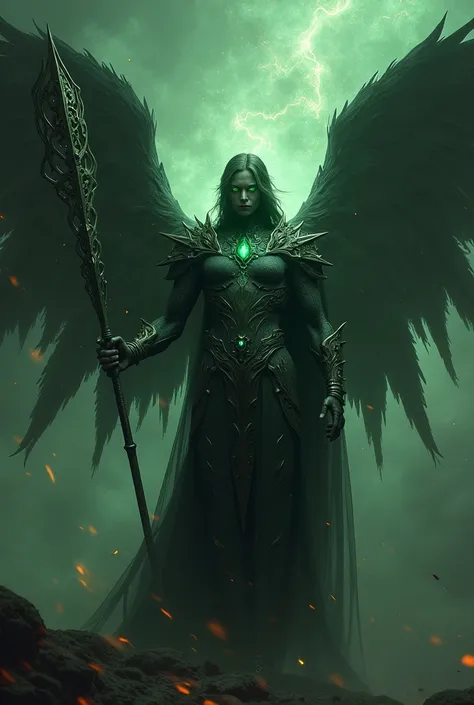 Dark angel with star weapon green eyes 