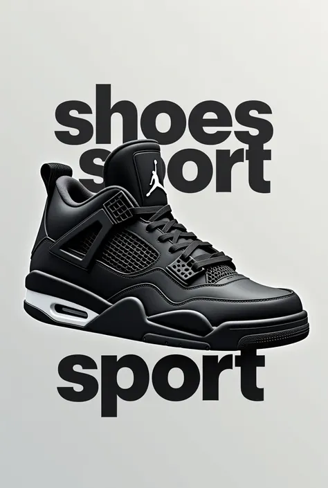 generates a quality logo that says shoes sport with a jordan 4 black cat shoe behind it 