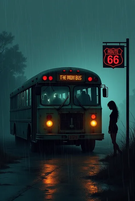 For your thumbnail, consider this prompt:

"Create a dark and atmospheric thumbnail featuring an old, rusted bus with flickering headlights at a deserted bus stop. The background should be rainy and foggy, enhancing the eerie mood. Include a silhouette of ...