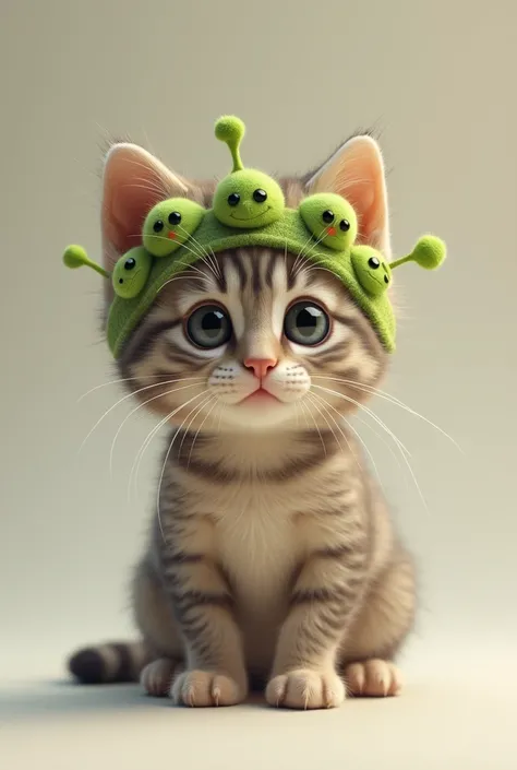 Short-legged kitten、Recreated with a realistic cat、Little Green Men Headband