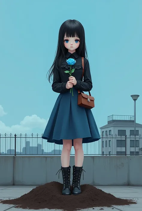 (((Best quality))), ((masterpiece)), (Highly detailed CG Unity 8k wallpaper), (Full body drawing showing everything from head to toe), , A delicate and fleeting impression, A gloomy impression, slim figure, Full bangs long straight hairstyle that goes down...