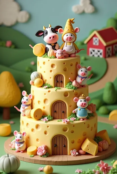 Cheese farm theme cake