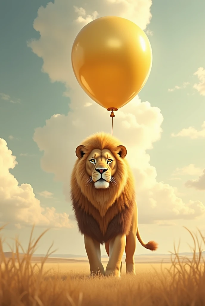 Lion with a golden balloon
