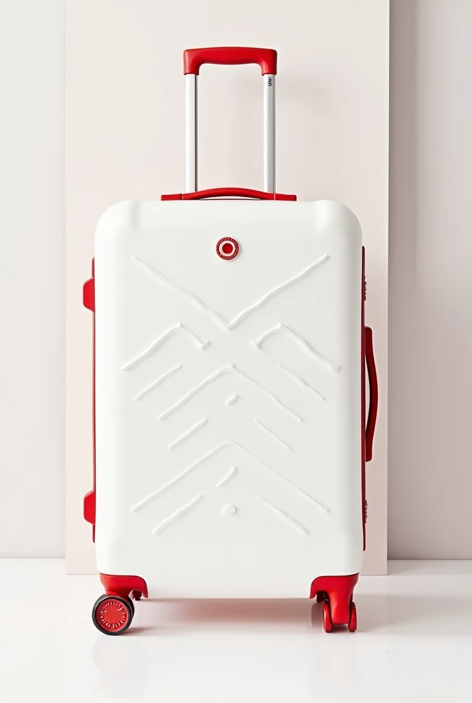 White suitcase with red details