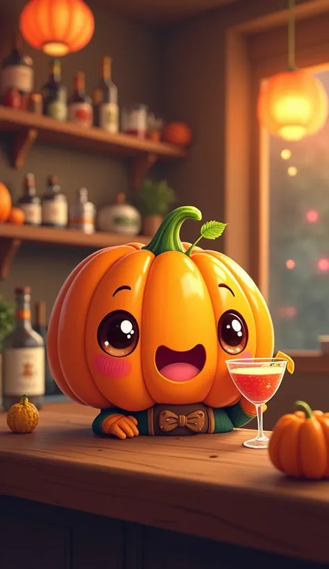 A little kawaii pumpkin at the bar