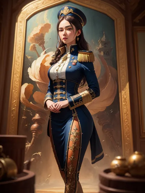 she is admiral from naval army, century xix, ((best quality)), ((masterpiece)), (highly detailed:1.3), depth-of-field, multi-lay...