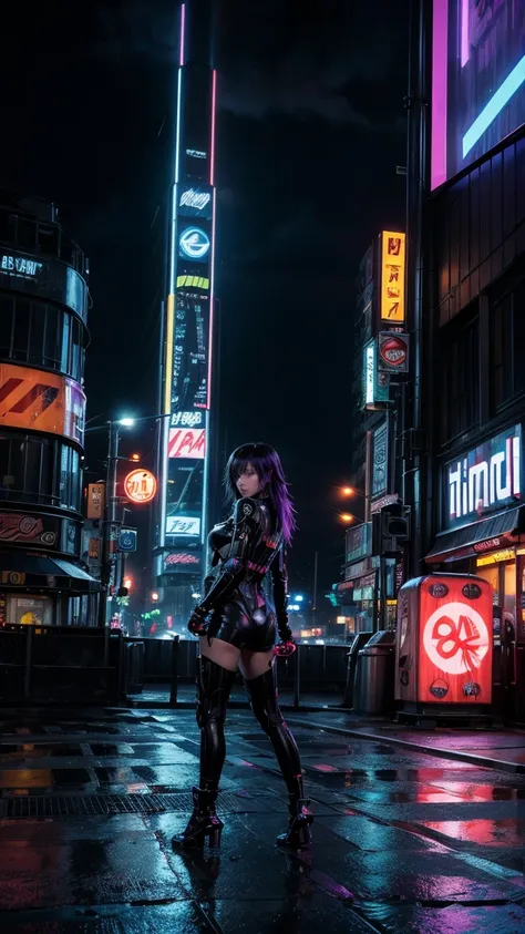 "A cyberpunk-style music cover featuring a 3D-animated robot character in a rain-soaked futuristic cityscape. The robot has sleek metallic features, glowing neon accents, and sharp edges. Rain falls heavily, and the city’s skyscrapers are illuminated by br...