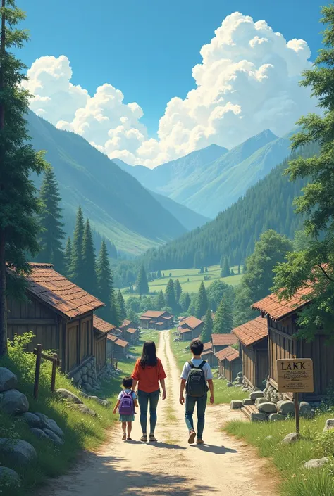 1. Arrival scene at a village deep in the mountains A quiet village deep in the mountains。Nature spreads、The road is covered with gravel、There is almost no sign of people。There is a wooden sign at the entrance to the village.、There are old houses around々ar...