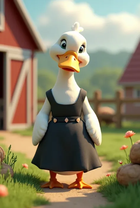 
duck em 3d , shirt black and white dress, 
cute farm