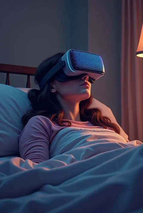 lying in bed with pixel headset
