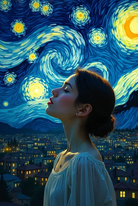 Van Gogh&#39;s painting Starry Nights in 4k with the central theme mirelly 