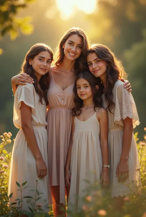 A beautiful mother with two daughters, one aged 17 and the other 10, and two sons of the same age, 16. 