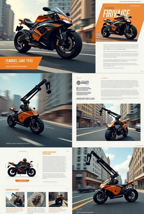 Make a brochure with eye-catching images and striking ideas about motorcycle crane service