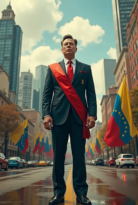 Elon Musk dressed as the president of Venezuela 