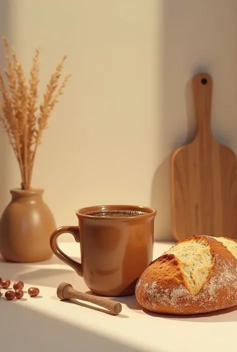 A cup of coffee with retro style bread