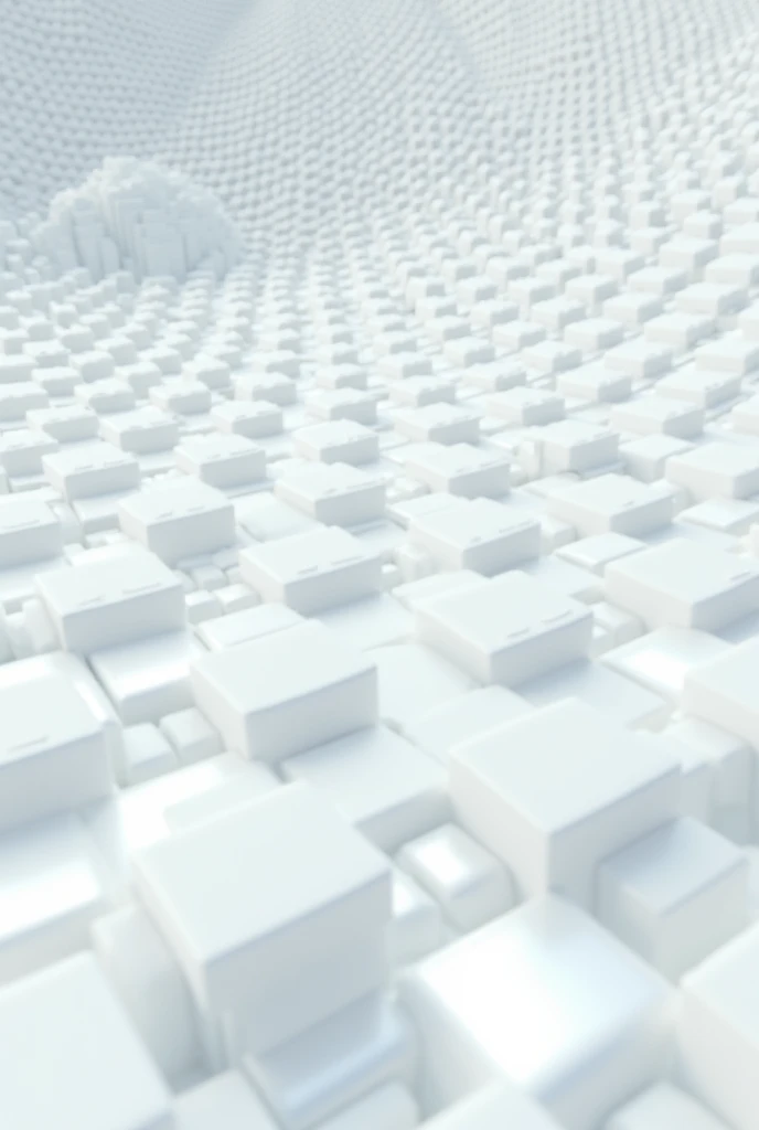 Recreates an image of the cosmos, where everything is made up of an infinity of small white cubes joined together and forming a plain and to the left a small peak 