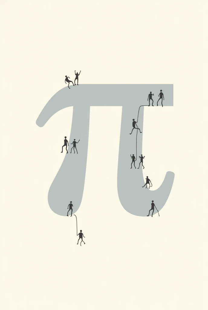 The symbol for π where the bottom lines are stick figures of people 