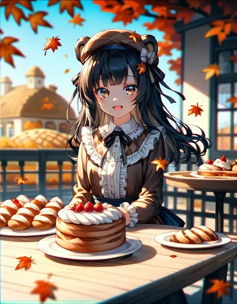 (8K, best quality, master piece: 1.2),super high resolution,1 cute girl,solo,15yo,ultra-detailed face,detailed eyes,lacquer red eyes,glowing eyes,black hair, long hair,blunt bangs,eyelash extension,brown argyle pattern lolita fashion with white triangular ...