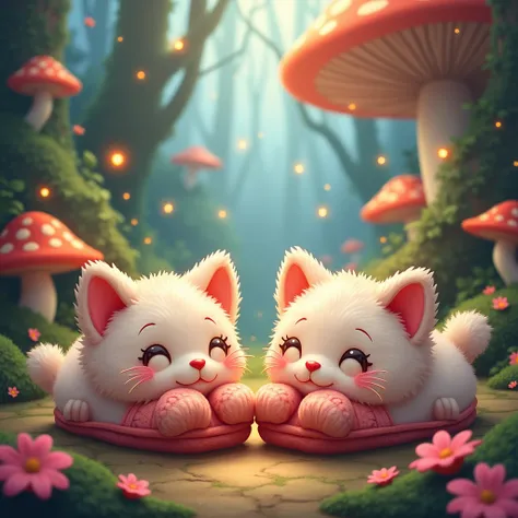 Imagine a picture of unique and adorable kitty slippers with an amazing background 