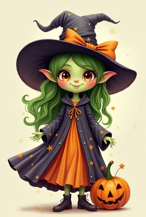 cute halloween witch without transparent background
