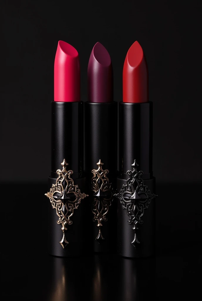 Create a collection of lipsticks with a Gothic theme inspired by the Cologne Cathedral in Germany and its stained glass windows