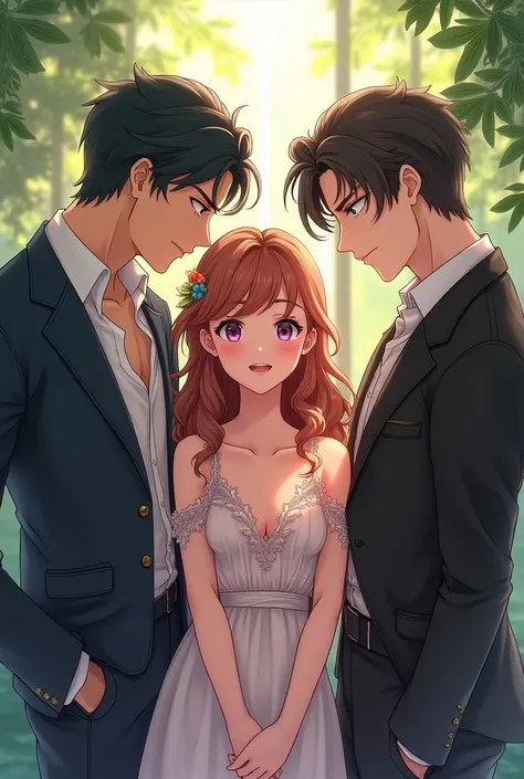 Many many many handsome men around a girl,anime
