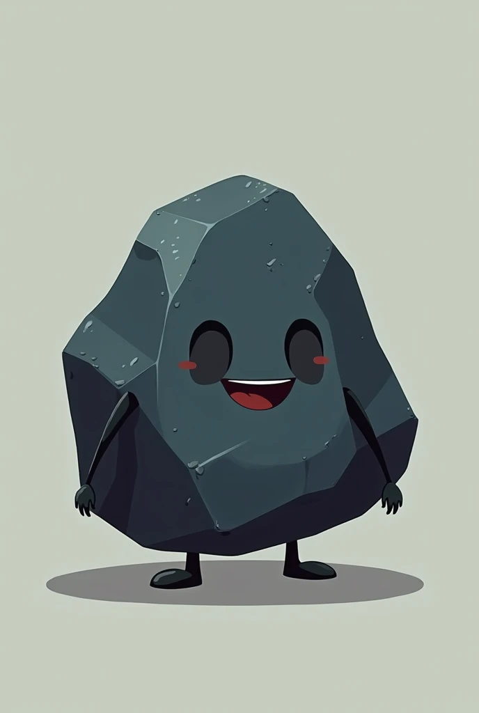 An obsidian rock with cartoon features make it rocky shaped make it look simple like a drawing simper