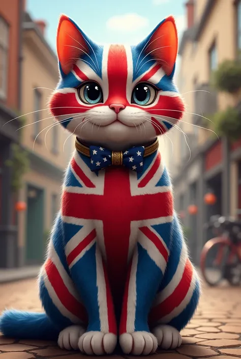 The combination of a cat with the British flag 