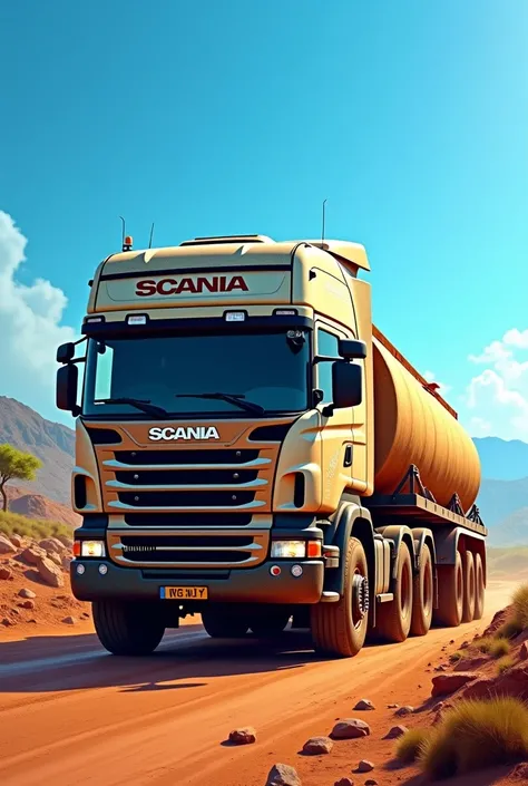 Tanzania petroleum scania truck with blue background