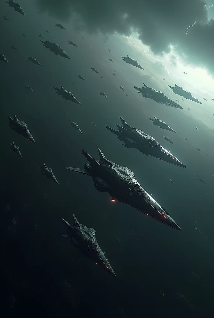 An image of alien ships heading to Earth