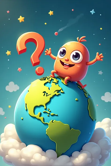 Planet Earth cartoon + question mark cartoon
