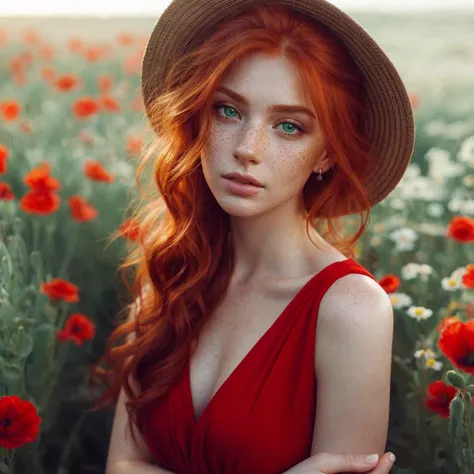 a beautiful green-eyed redheaded woman, detailed portrait, intricate facial features, lush long hair, emerald eyes, freckles, elegant pose, soft lighting, warm color palette, photorealistic, cinematic lighting, hyperrealistic, masterpiece, highly detailed,...