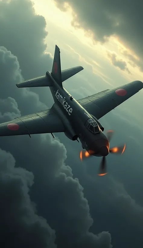 Final image of a kamikaze plane and the word Kamikaze on screen