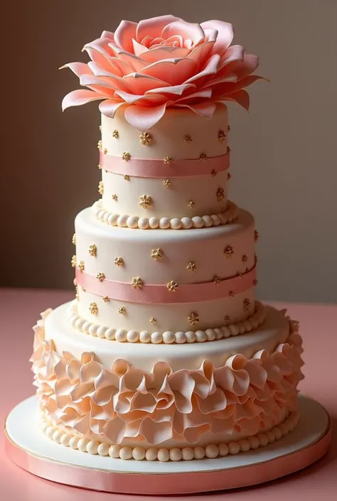 Three-tier satin ribbon eternal rose birthday cake