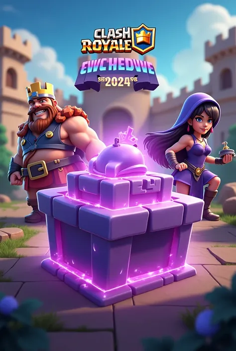 Create a Banner announcing an event about the Clash Royale game saying that on September 24, 2024 it will take place where Purple Gifts from the Twitch platform will be given away 