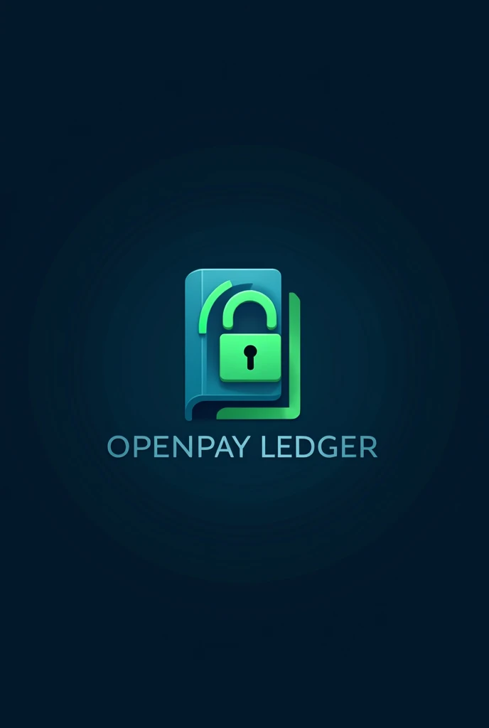 Design a sophisticated icon for a payment tracking system called OpenPay Ledger. The icon should symbolize security and transparency, featuring a stylized representation of a ledger or book combined with a secure lock. Use a sleek, minimalist style with a ...