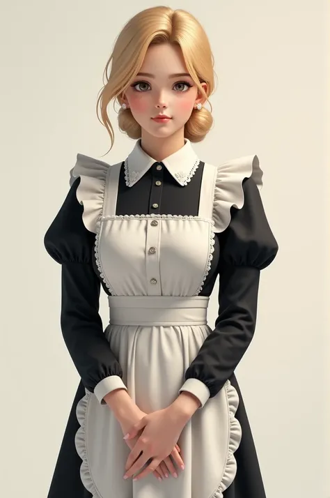 Blonde woman in maid outfit