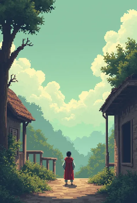 leave this photo with a very old pixel art style 