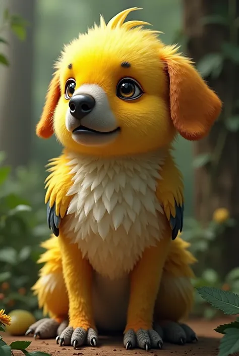 Yellow-faced Parrot and Dog Hybrid Realistic

