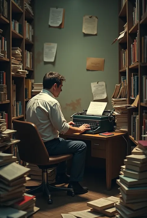 In a small messy room full of papers,books and an old typewriter.Jose a deaf man sits in front of the machine