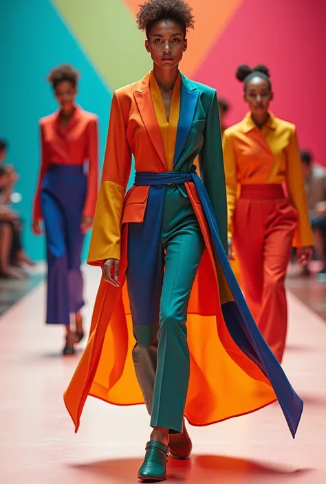 Create a fashion collection of 10 designs inspired by the art of Carlos Cruz Diez in which you can perceive its shapes and colors 