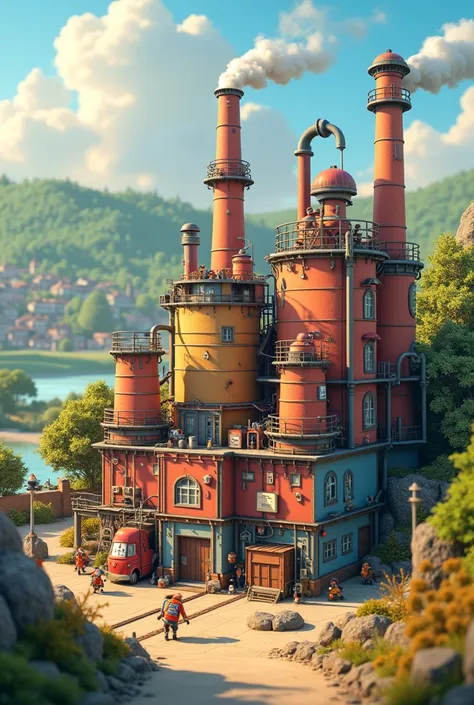 Pixar style 3D power plant