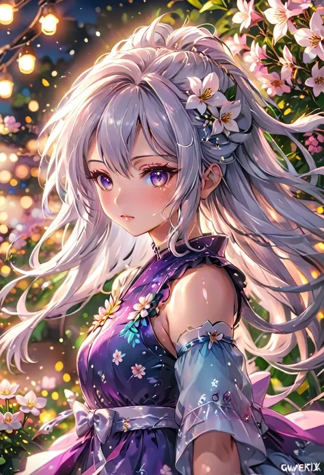 anime - style girl with long hair and flowers in her hair, cute anime waifu in a nice dress, beautiful anime girl, cute detailed...