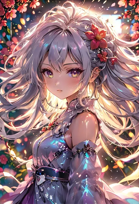 anime - style girl with long hair and flowers in her hair, cute anime waifu in a nice dress, beautiful anime girl, cute detailed...