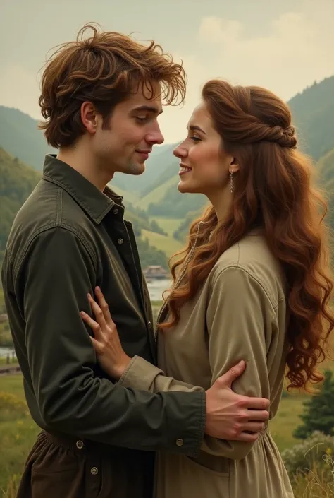 Cedric Diggory (Robert Pattinson Jovem) and a woman with brown hair in the northeastern lining