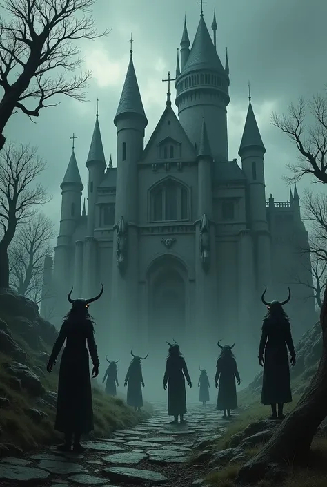 Un castillo dark fantasy con duendes 
