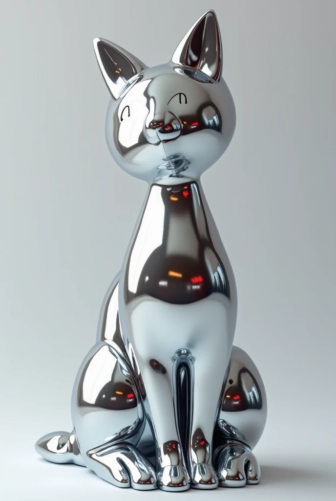 Make a 3D chrome cat like colored melted metal 